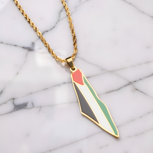 Palestine Flag Map Necklace