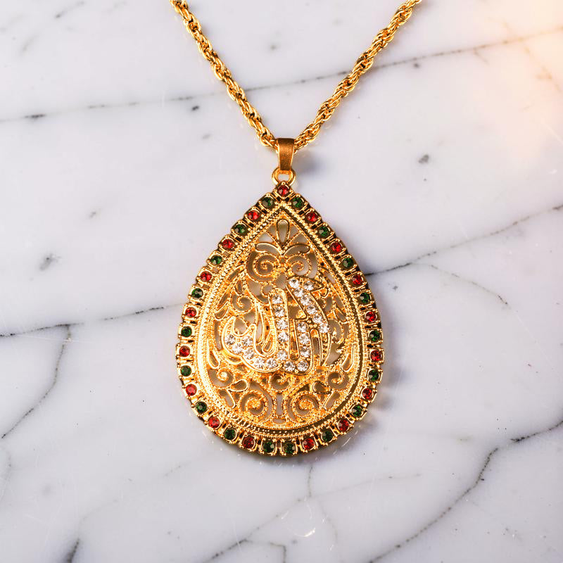 Allah Water Drop Pendant Necklace