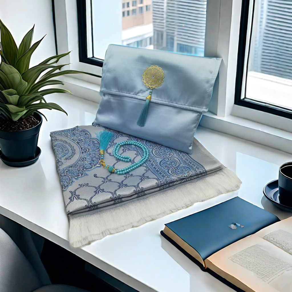 Portable Prayer Mat Set with Tasbeeh & Pouch