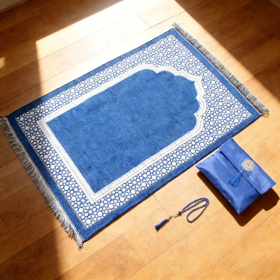 Portable Prayer Mat Set with Tasbeeh & Carry Case