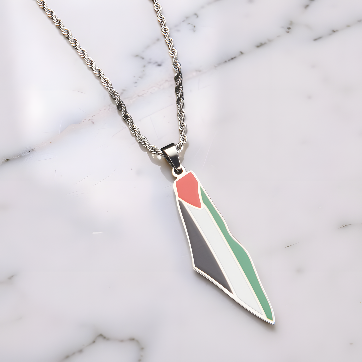 Palestine Flag Map Necklace